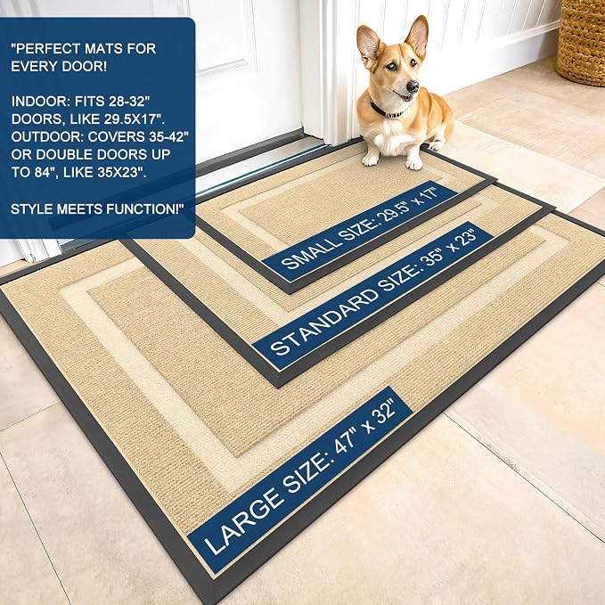 OLANLY Front Door Mat Indoor Outdoor Entrance, Waterproof All-Season,