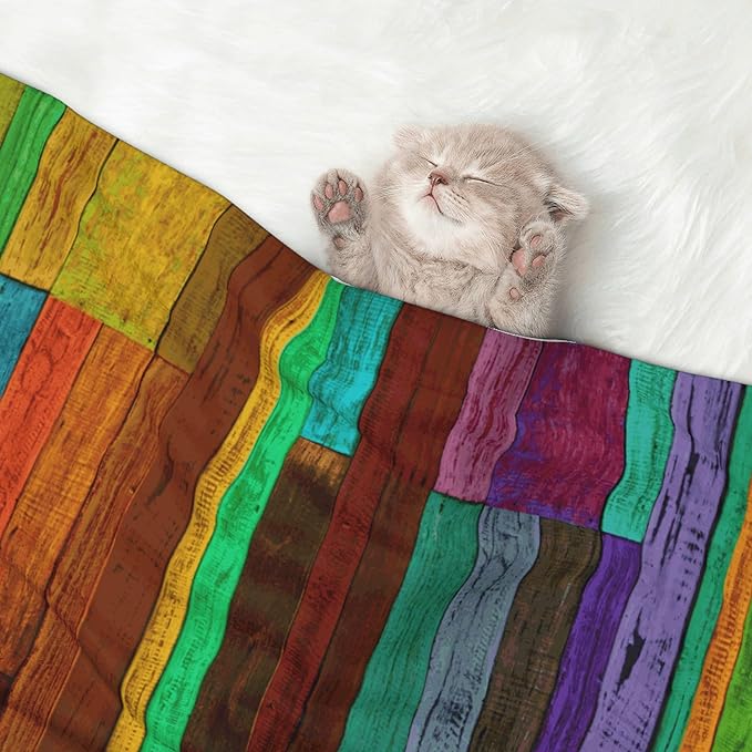 Colorful Wood Throw Blanket - Wooden Blanket for Dog Cat Pet Blankets 30x20 for Couch Sofa Bed