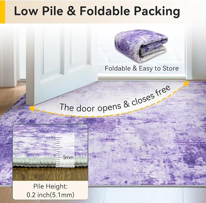RELEANY Washable Area Rugs 8ft Non-Slip Modern Abstract Soft