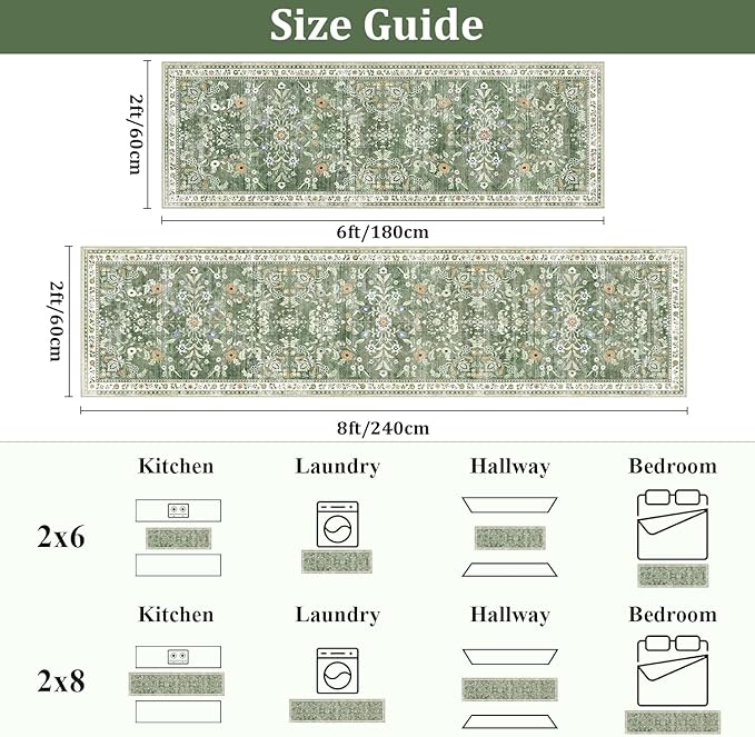 Yamaziot Washable Runner Rug 2x6 – Non Slip Boho Floral Hallway Runner Rug