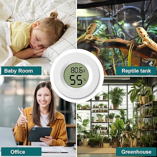 4 Pack Mini Digital Hygrometer Indoor Humidity & Room Thermometer – Accurate Temperature Gauge (℉/℃) for Home, Greenhouse, Reptile Terrarium, Office, Car, Lab
