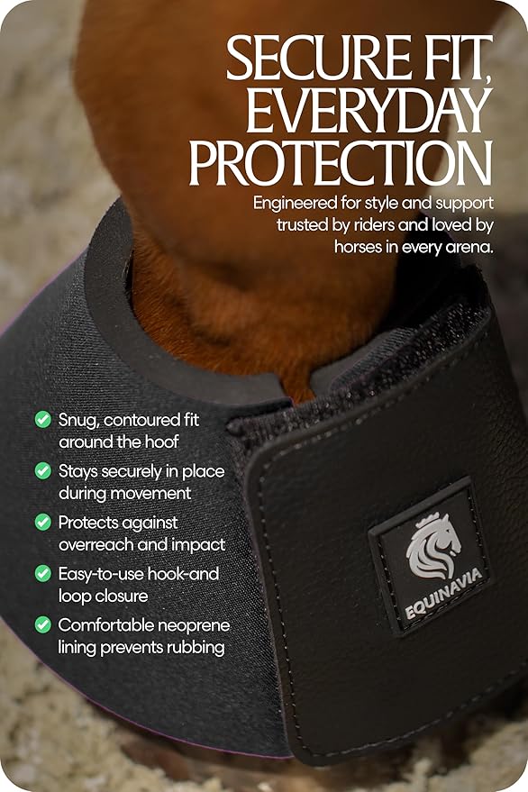 Equinavia Toki Bell Boots for Horses | Neoprene Overreach Boots - Black - L