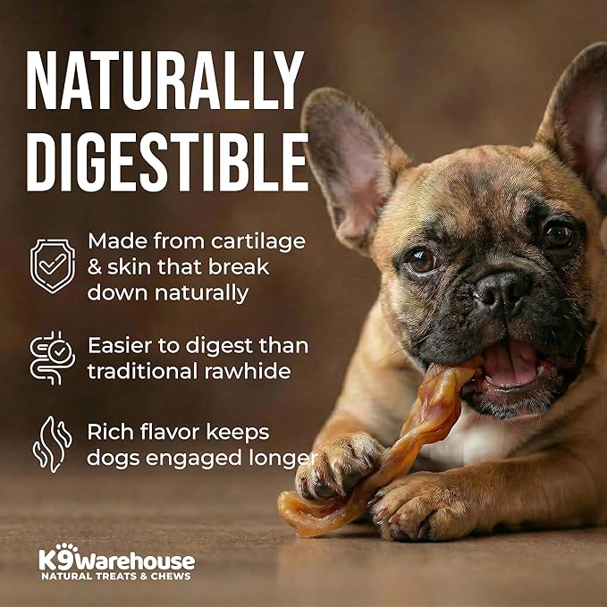 K9warehouse Pig Ears for Dogs - Natural Bulk - 100% Pork Pig Ear Strips for Dogs - Alternative to Rawhide Chews - Thick Cut Pig Ears for Dog Treats for All Breeds Packed in USA - 16oz