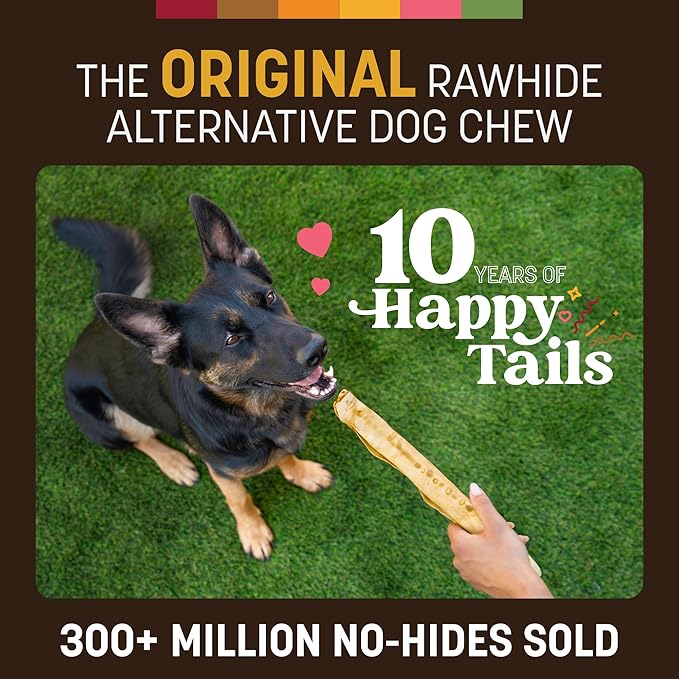 Earth Animal No Hide Chews - Long Lasting Rawhide Free Large Dog Chews Rolls, Peanut Butter - 3 Count Value Pack