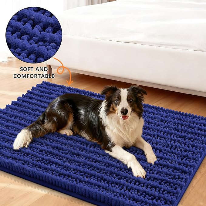 Smiry Dog Door Mat for Muddy Paws 59x35, Absorbent Dirt Trapper, Non-Slip