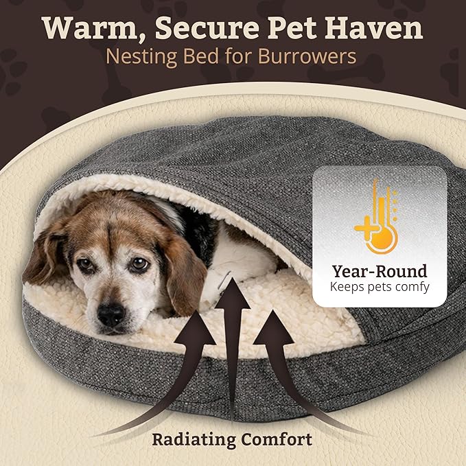 Snoozer Luxury Microsuede Cozy Cave Pet Bed, Show Dog Collection, Large, Merlin Pewter