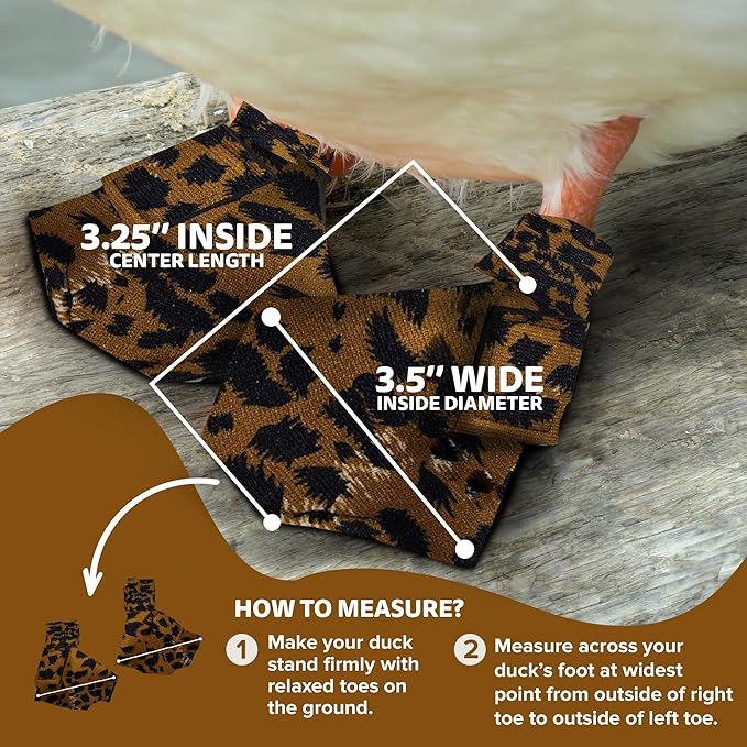Duck Shoes for Injured Feet – Protective Neoprene Footwear for Ducks, Protective Shoes for Birds with Injured feet, Bumblefoot Relief - Medium, 3.5” Max. Inside Width - Leopard