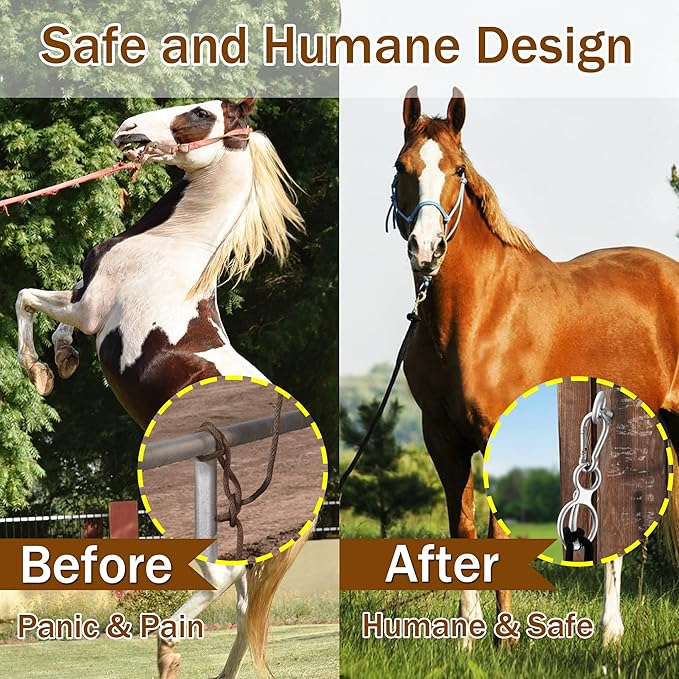 2PCS Horse Tie Ring, Safe Tie Horse Supplies, Humane Way Tie Ring, Magnetic Ring for Tying and Retracting, Helps Horse Pull Back and Releases Stress from The Horse