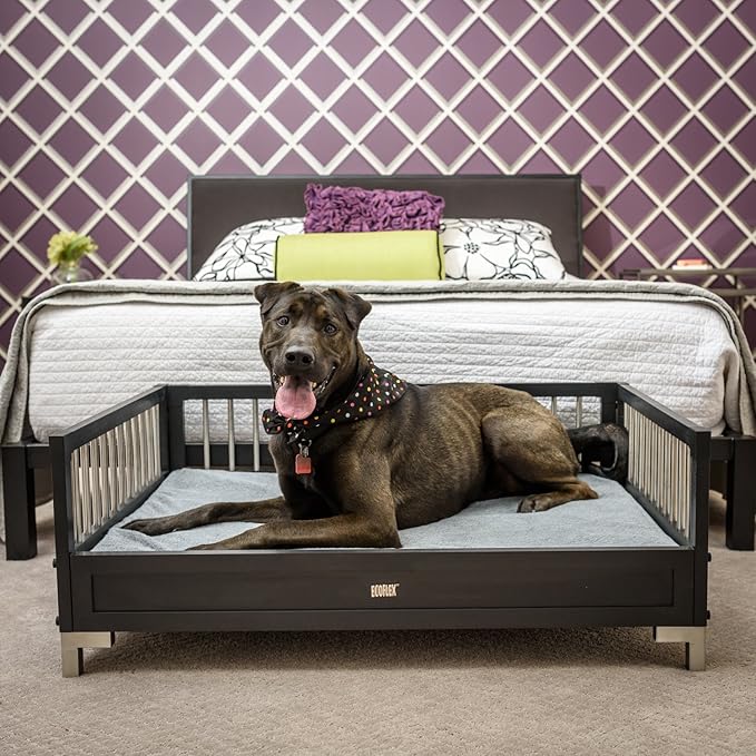 New Age Pet ecoFLEX Manhattan Raised Dog Bed w/Removable Cushion, Large, Espresso