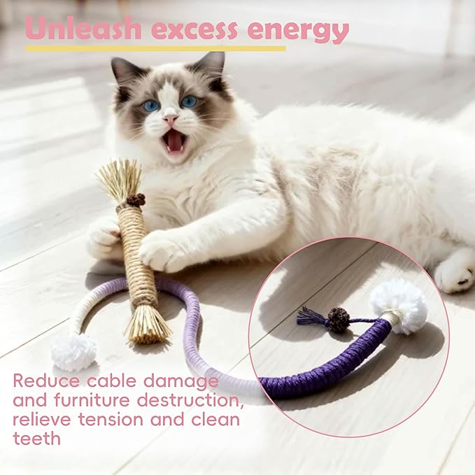 7-in-1 Kitten Toys for Indoor Cats with Washable Adhesive Suction Cup, Hanging Interactive Cat Toys, Silvervine Stick and Sisal Chew Rope Catnip Teething Toy for Bored Kitten (Pink)