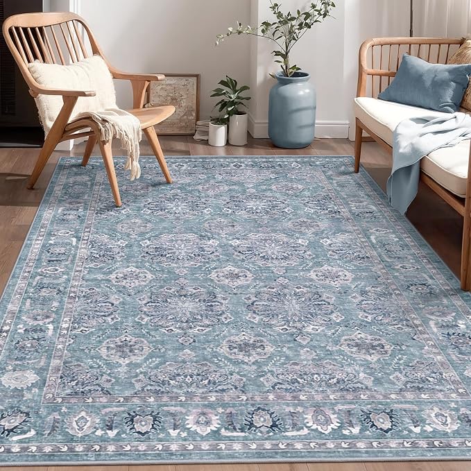 SERISSA Area Rug 4x6 Boho Rugs for Bedroom, Washable Non-Slip Living Room Rugs