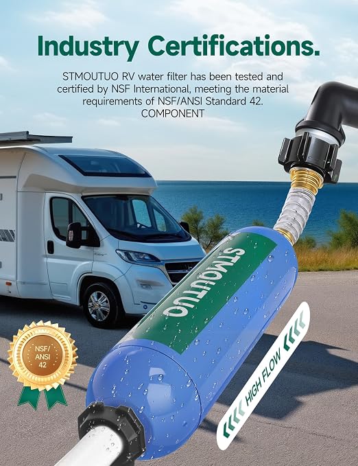 RV Water Filter with Flexible Hose Protector