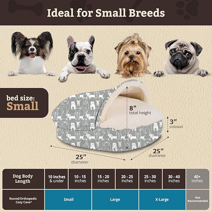 Snoozer Luxury Cozy Cave Pet Bed, Wag Collection, Small - Pedigree Storm