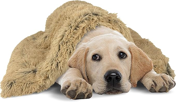 The Dog’s Blanket – Faux Fur Dog Blanket, Beige, Large, 28x42