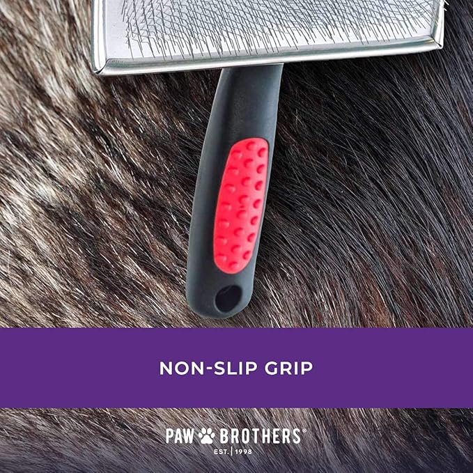 Ryan's Pet Supplies Paw Brothers Flat Slicker Brush for Dogs, Dog Brush for Short Haired Dogs, Professional Grade, Coated Tips, Gentle on Skin, Maximum Coverage, Medium, 3.5 in x 1.625 in