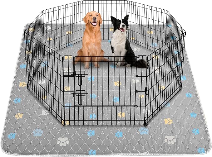 Aitmexcn Washable Puppy Dog Pee Pad, 2PCS 100% Waterproof Whelping Training Mat for Puppy/Senior Dog, Fast Drying Reusable Puppy Pads for Indoor, Outdoor and Car Travel- 48*65'' Llight Gray