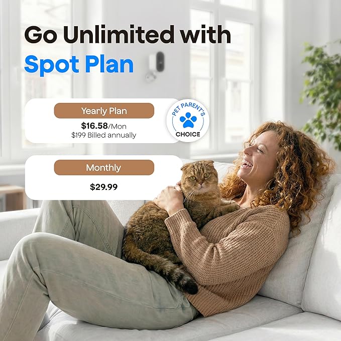 Waggle 4G LTE Cellular Security Camera, 2K HD Pet Monitor, No WiFi, 9000mAh Battery, Night Vision, 2-Way Talk & Siren Alarm, Dog Monitor for RVs/Camping/Travel & Indoor/Outdoor - Subscription Required