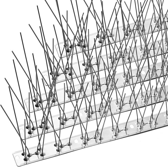 OFFO Bird Spikes with Stainless Steel Base, Covers 5.1 Feet(1.56m) Durable Bird Spikes Arrow Pigeon Spikes Fence Kit for Keeping Small Bird, Crows and Woodpeckers Away