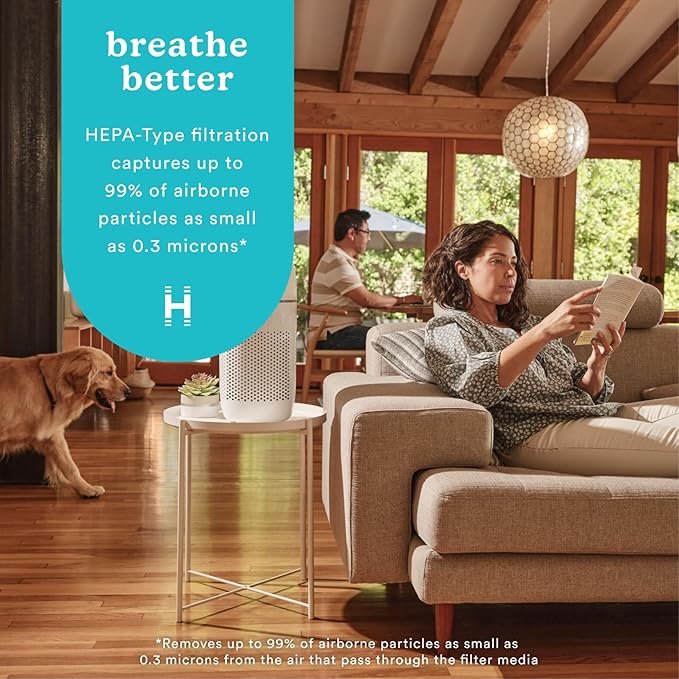 Homedics Air Purifier T22, 5-in-1 Tower Air Purifier, 99% HEPA-Type Filtration with UV-C Technology and Carbon Odor Filter, 4 Speeds, Essential Oil Aromatherapy Tray, for Medium Rooms