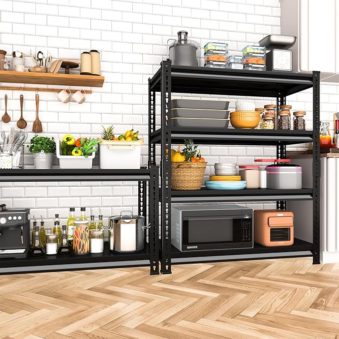 40" W Garage Shelving Heavy Duty, 1600 Lbs Loads Garage Storage Shelves Heavy Duty, 4-Tier Metal Shelving Units and Storage for Basement, Retiple Tanks,40" Wx16 Dx72 H, Black