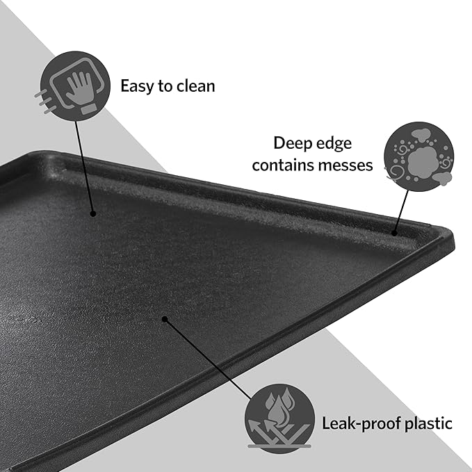 MidWest Homes for Pets Replacement Pan for 42-inch Dog Crates, Fits All Midwest and New World 42-inch Pet Cages, Multiple Uses, Plastic, Black, 9PAN
