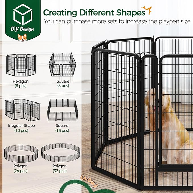 Yaheetech Dog Playpen, 40 inch 8 Panels Dog Pen for Indoor Heavy Duty Puppy Exercise Pen Metal Pet Fence for RV Camping/Yard/Garden