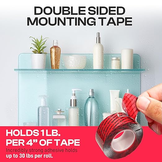 GripBond Clear Double Sided Tape, 4 Rolls (10 Ft), 1.2”x120” – Clear Mounting Tape for Hanging Picture, Poster, Carpet, Photo Decorations - Nano Adhesive for Home, Office, Indoor & Outdoor Use
