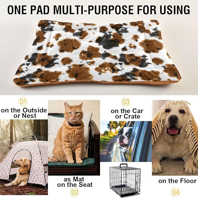 Cow Print Tie Dye Pet Bed Cute Dog Bed Mat Absorbing Non Slip Pad Pet Sleeping Mat for Small, Medium, and Large Dogs Puppy Cat 24 in x 18 in