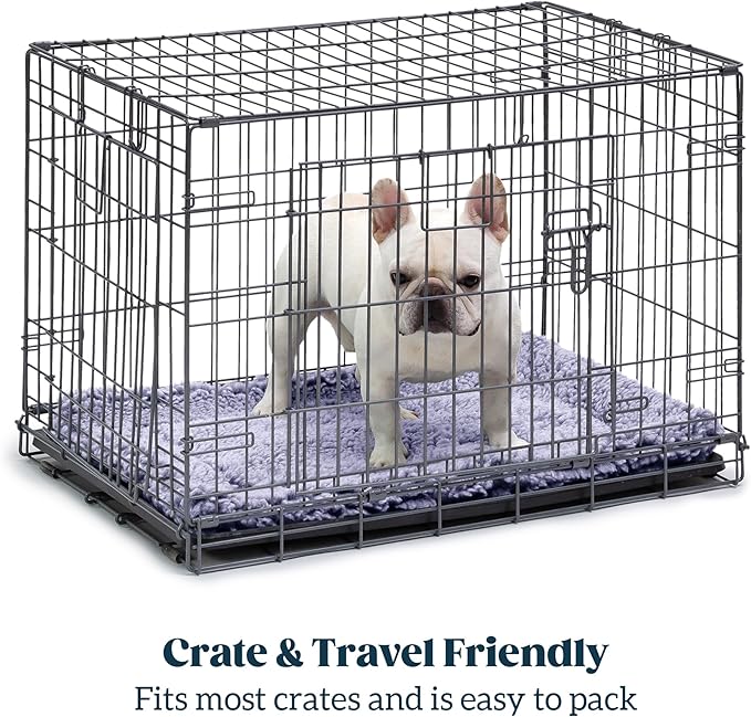 Stoutwool Indestructible Dog Bed - Fluffy Chew Proof Dog Crate Pad - Tough Kennel Pad for Aggressive Chewers - Washable, Ideal for Large Breeds & Fits 42-Inch Crate - 41"x27", Jacaranda