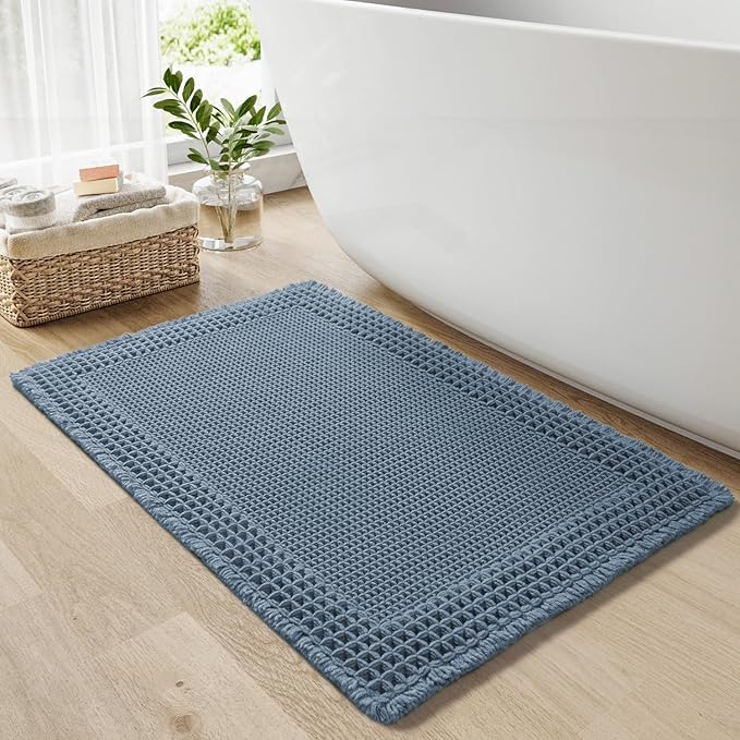 RESARE Waffle Bath Mat for Bathroom, Super Absorbent Bathroom Rugs Non Slip