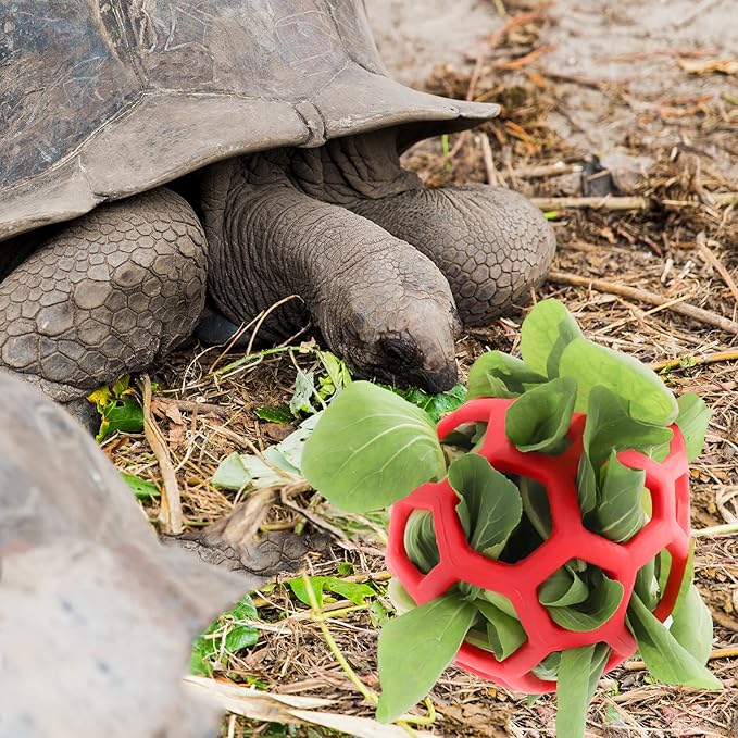 Tortoise Treat Ball Toy Hay Feeder Hanging Feeding Grass Ball Fruit Vegetable Feeder Holder Foraging Toy for Small Animals Pet Tortoise Turtle