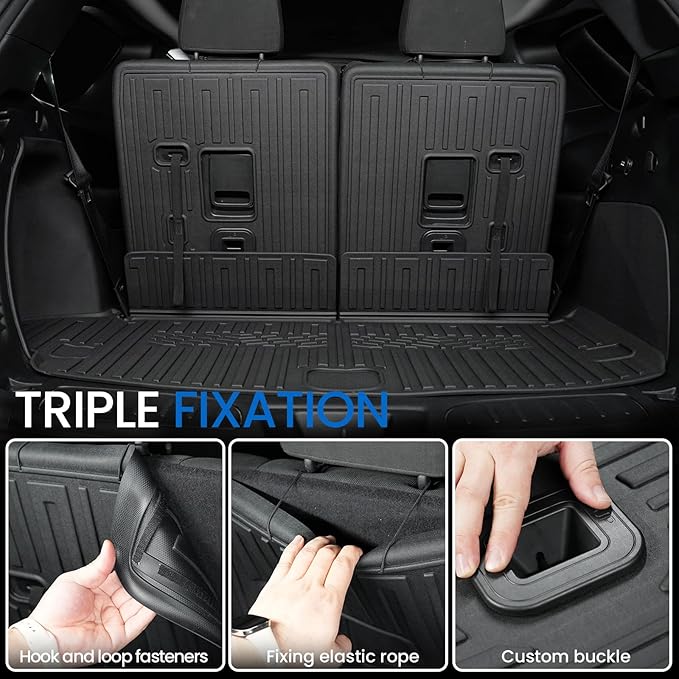 Cargo Mat Backrest Mats for 2016-2025 2026 Dodge Durango 6/7 Seats Car Mat Accessories, All Weather TPE Cargo Liner Trunk Mat SXT GT RT SRT 392 Hellcat(Cargo Mat+3rd Row Backrest Mats)