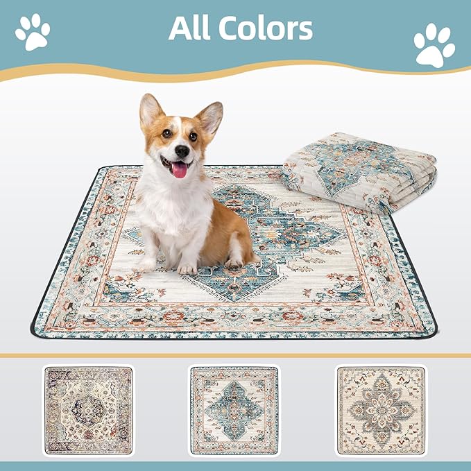 Washable Pee Pad for Dogs Extra Large, 72" x 72" Reusable Puppy Pads Waterproof Dog Rugs, Super Absorbent, Leakproof, Dog Crate Pad, Playpen Mat, Whelping Pads, Blue Medallion