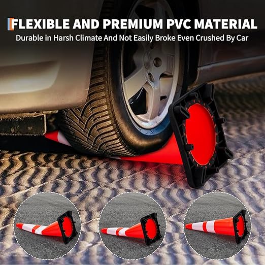 Traffic Cones 28", ExploreHorizon 6 PCS Safety Cones, PVC Orange Safety Road Parking Cones with 2 Reflective Collars,Hazard Construction Cones for Home Traffic Parking