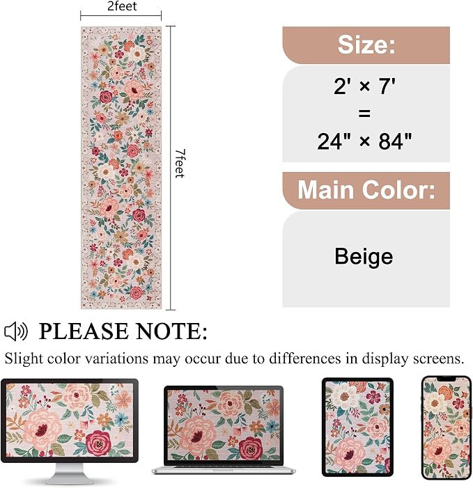 DUKINO Runner Rug, 2x7 Boho Kitchen Rug