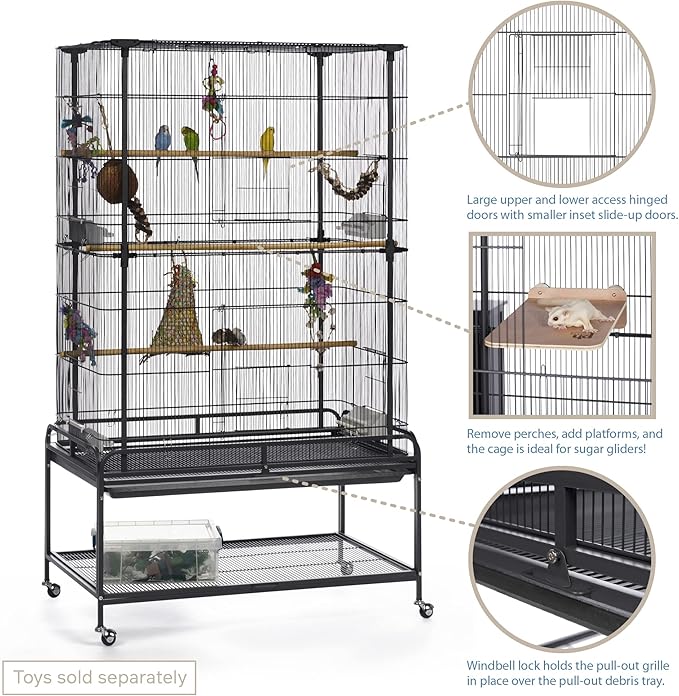 Prevue Pet Products Playtop Flight Bird Cage with Stand - F085, Black