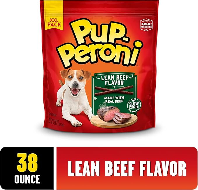 Pup-Peroni Dog Treats, Lean Beef Flavor, 38 Ounce, Made with Real Beef, 90% Fat Free (Pack of 4)