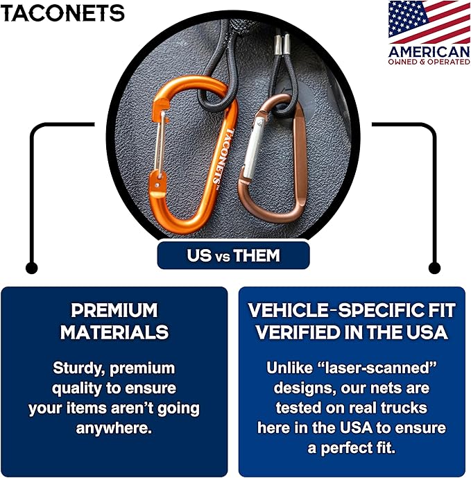 Envelope Cargo Net for GMC Sierra & Chevy Silverado - Fits 2013-2025 - Upgraded 5mm Bungee - Integrated Storage Bag - Heavy Duty Carabiners - Designed in USA - 18" x 50"