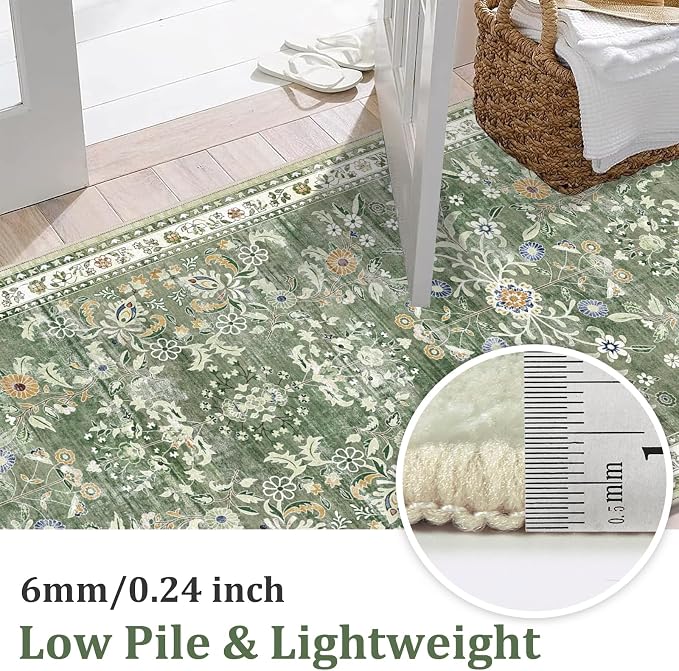 Yamaziot Washable Runner Rug 2x6 – Non Slip Boho Floral Hallway Runner Rug