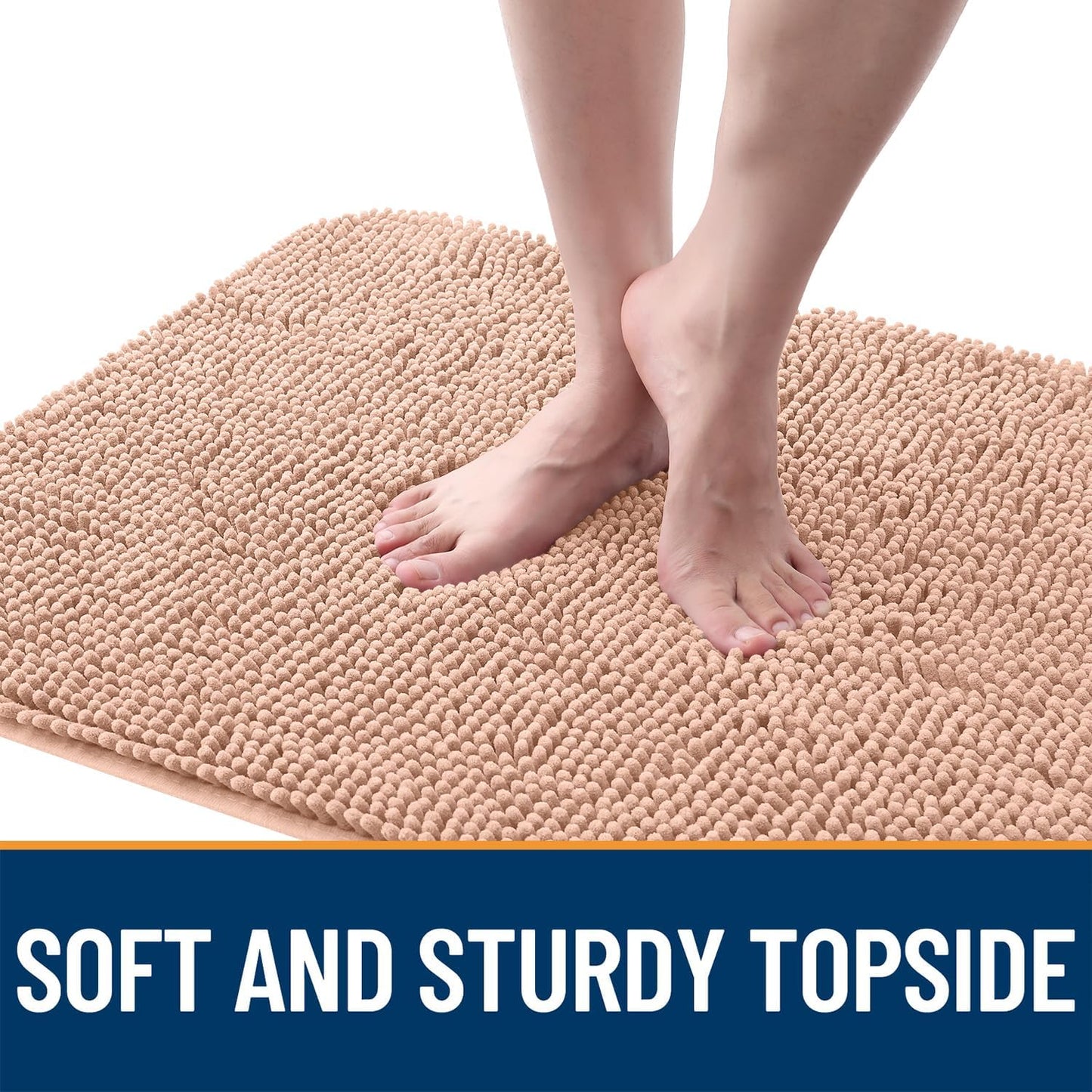 OLANLY Dog Door Mat for Muddy Paws 70x24, Absorbs Moisture and Dirt, Absorbent Non-Slip Washable Doormat, Quick Dry Chenille Mud Mat for Dogs, Entry Indoor Entryway Carpet for Inside Floor, Peach