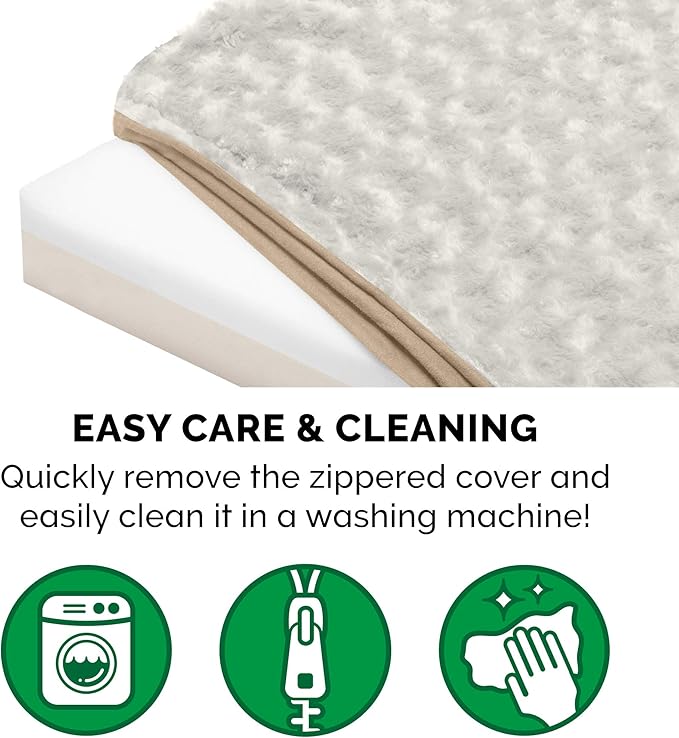 Furhaven Memory Foam Dog Bed for Large/Medium Dogs w/ Removable Washable Cover, For Dogs Up to 55 lbs - Ultra Plush Faux Fur & Suede Mattress - Cream, Large