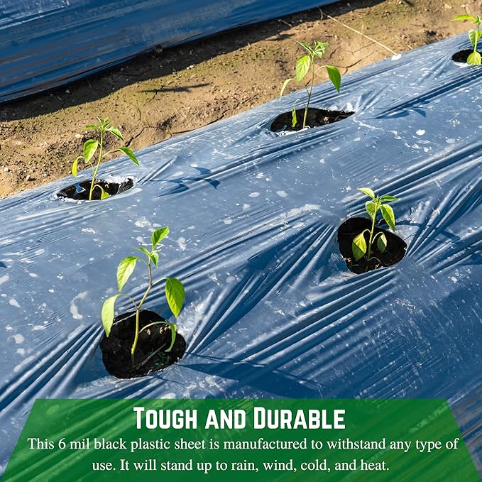 Farm Plastic Supply - Black Plastic Sheeting - 6 mil - (14' x 100') - Black Tarp, Polyethylene Vapor Barrier Sheeting, Painters Tarp, Roll of Heavy Duty Plastic