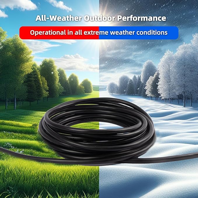 300 FT Outdoor Extension Cord Waterproof, Black, 3-Prong Power Cord, 16 AWG SJTW, 10A 1250W, Grounded, General Purpose Long Extension Cord for Lawn & Garden