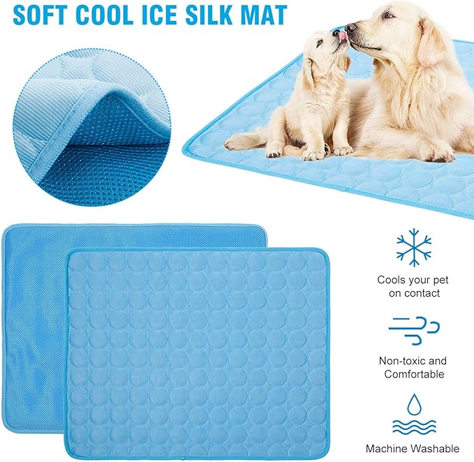 Dog Cooling Mat, Pet Dog Self Cool Pad, Ice Silk Washable Summer Cooled Mat for Dogs Cats, Kennels, Crates and Beds