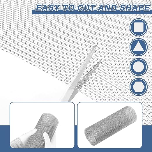 uxcell 14 Mesh 118" x 10" Woven Wire Mesh, 316 Stainless Steel Air Vent Filter