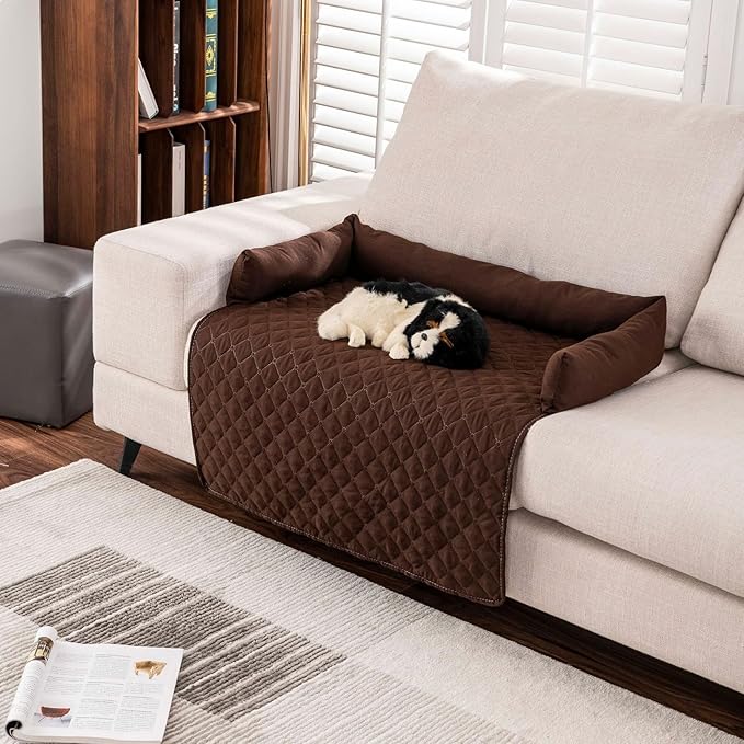 Dog Bed Cover & Couch Protector - Anti-Slip & Waterproof Pet Pad, Cozy Nest for Dogs, Ideal for Sofa, Bed & Car Seat Cushion - Furniture Protector Coffee 2XL