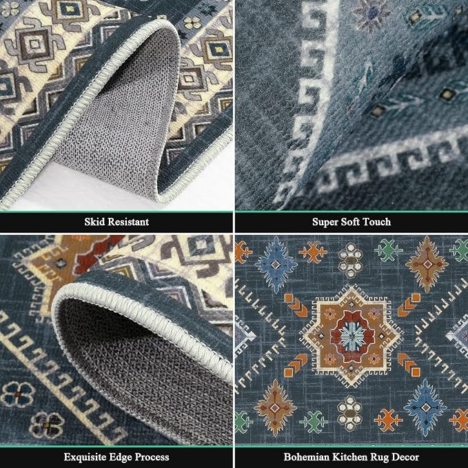 HEBE Boho Kitchen Rug Sets 3 Piece