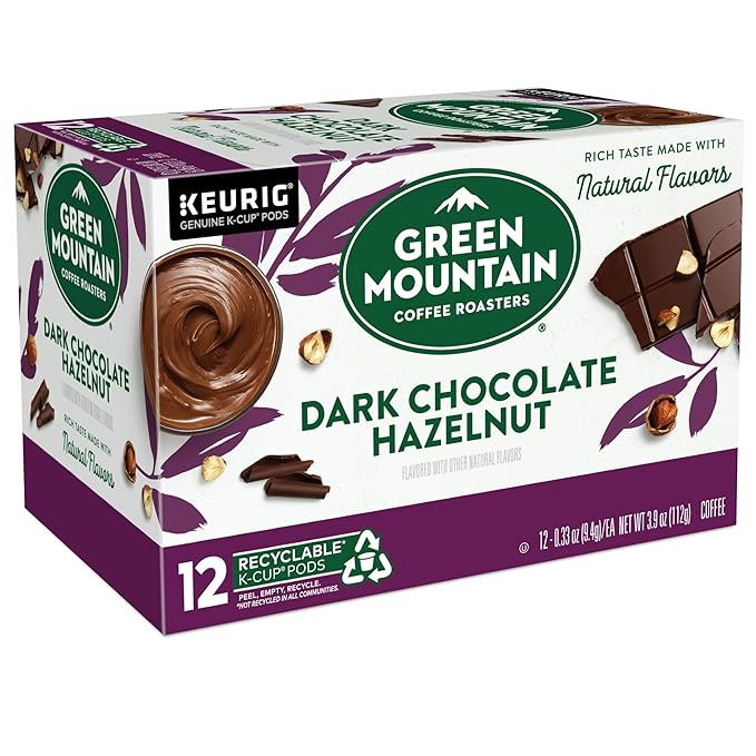 Green Mountain Coffee Roasters Dark Chocolate Hazelnut Coffee, Keurig Single Serve K-Cup Pods, 72 Count (6 Packs of 12)