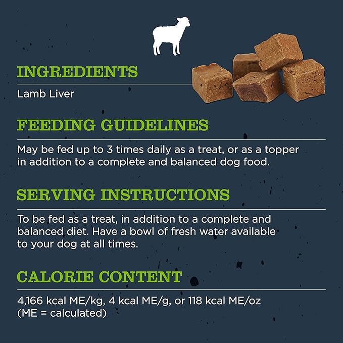Blackwood Freeze Dried Raw Single Ingredient Dog Treats, 100% Lamb Liver, 3 Ounce Pouch, High Protein, Made in The USA
