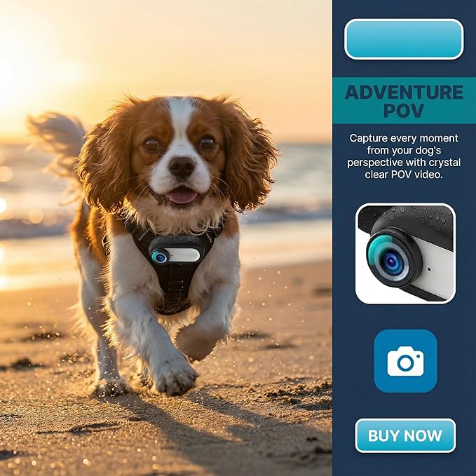 1080P Cat Camera Collar, Wireless Dog Collar Camera, Pet Collar Camera with Video Record, Cat Collar with Camera, Small Action Camera for Pet Supplies, for Cats/Dogs Tracking